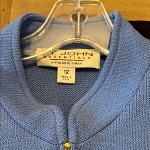 St. John Light Blue Women’s Zip-Up Sweater